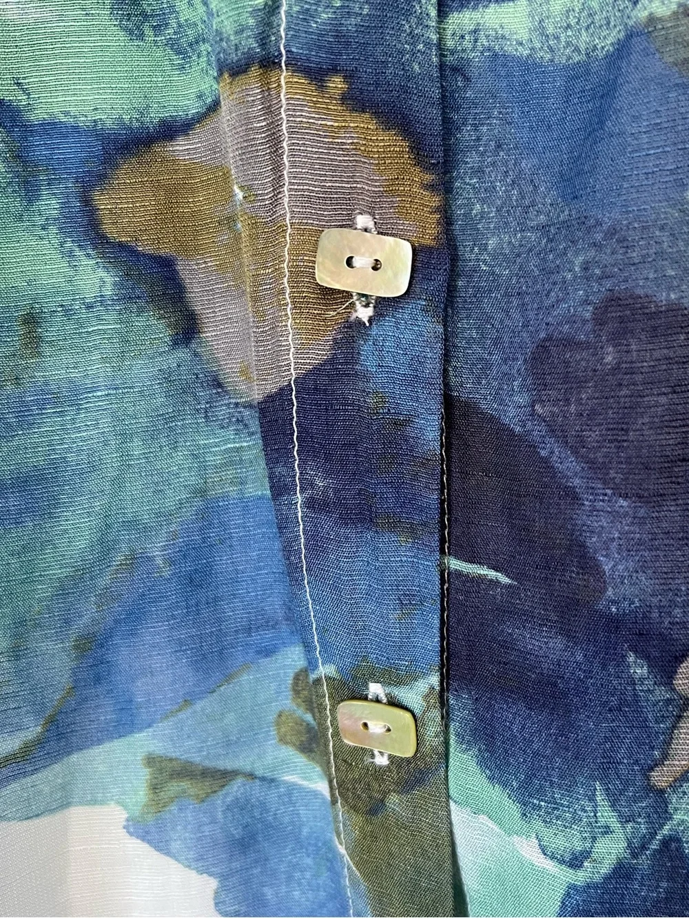 Habitat 2 Piece Button-Front Shirt & Tank Watercolor Floral Spring Linen Blend - Picture 8 of 16
